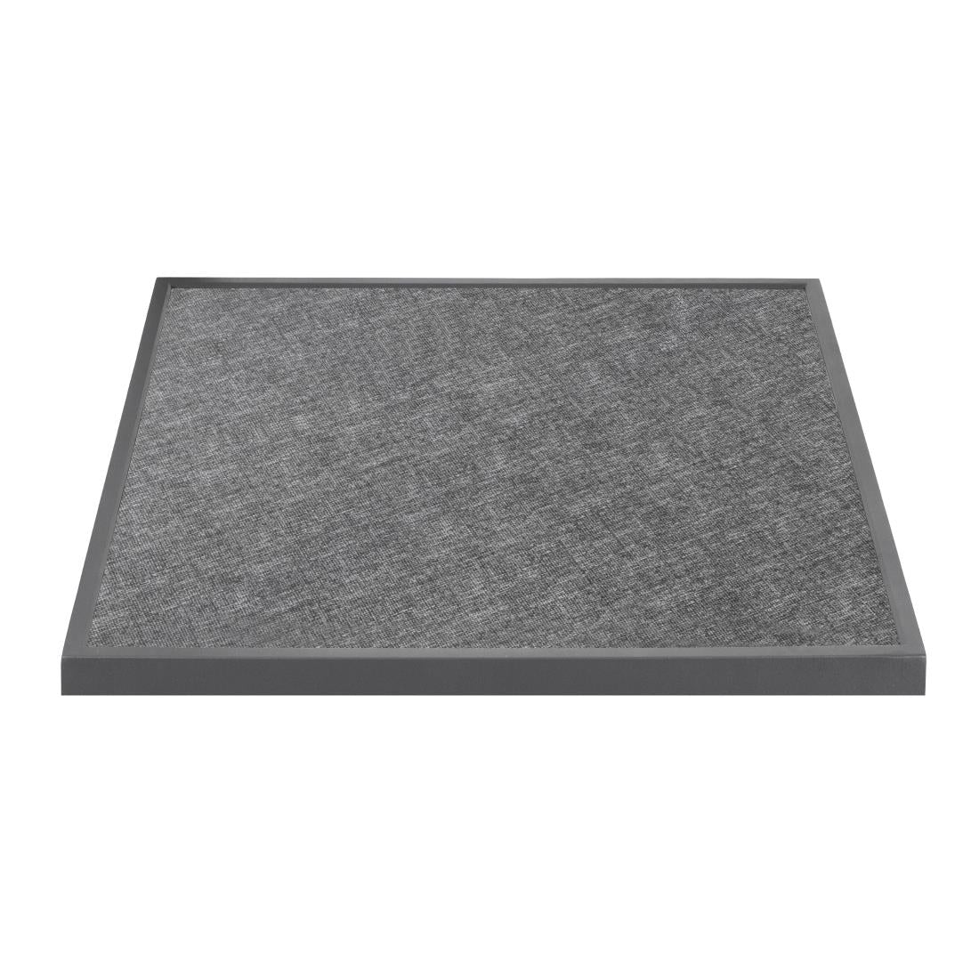 Bolero Black Brushed Mix Outdoor Tempered Glass Table Top Square Grey Trim 700mm - DZ873 Stone Effect Table Tops Bolero