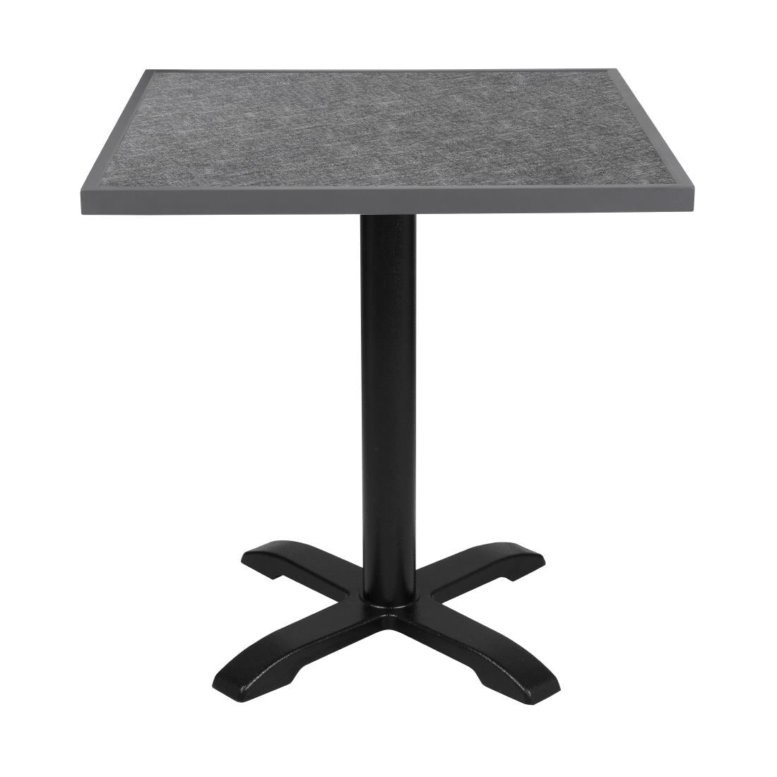 Bolero Black Brushed Mix Outdoor Tempered Glass Table Top Square Grey Trim 700mm - DZ873 Stone Effect Table Tops Bolero
