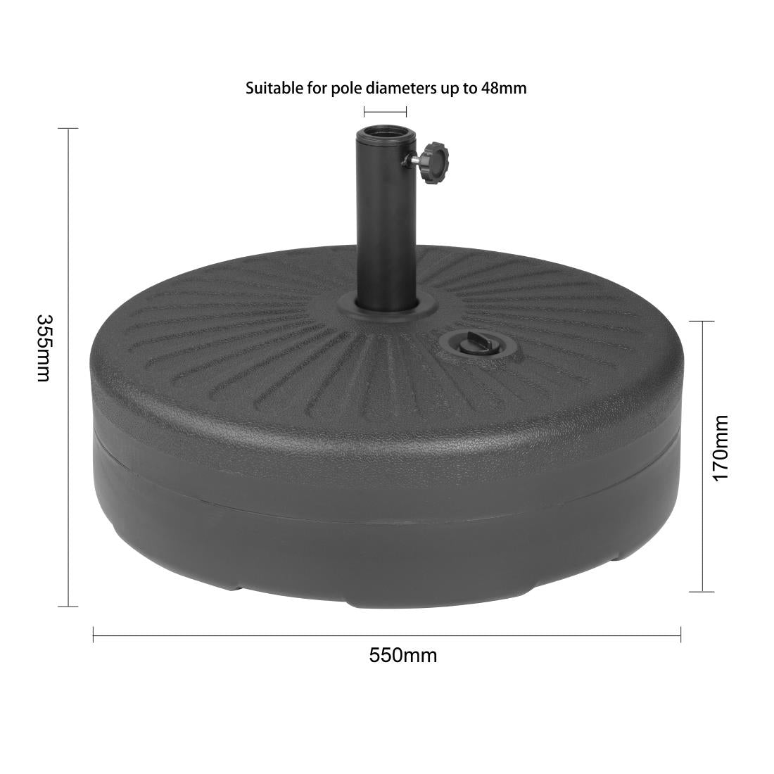 Bolero Black Plastic Parasol Base 40Ltr (filled) - DZ884 Parasols and Sunloungers Bolero