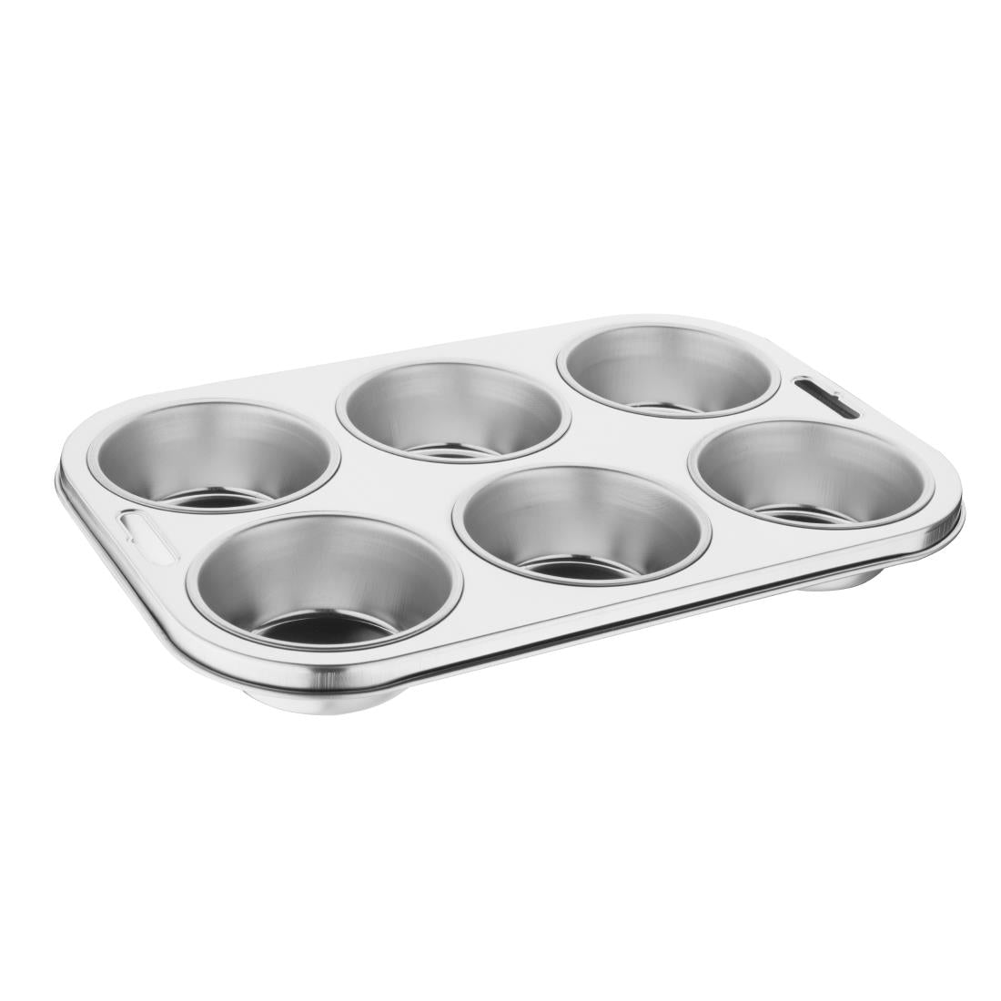 Vogue Stainless Steel Deep Muffin Tray 6 Cup - E714 Vogue