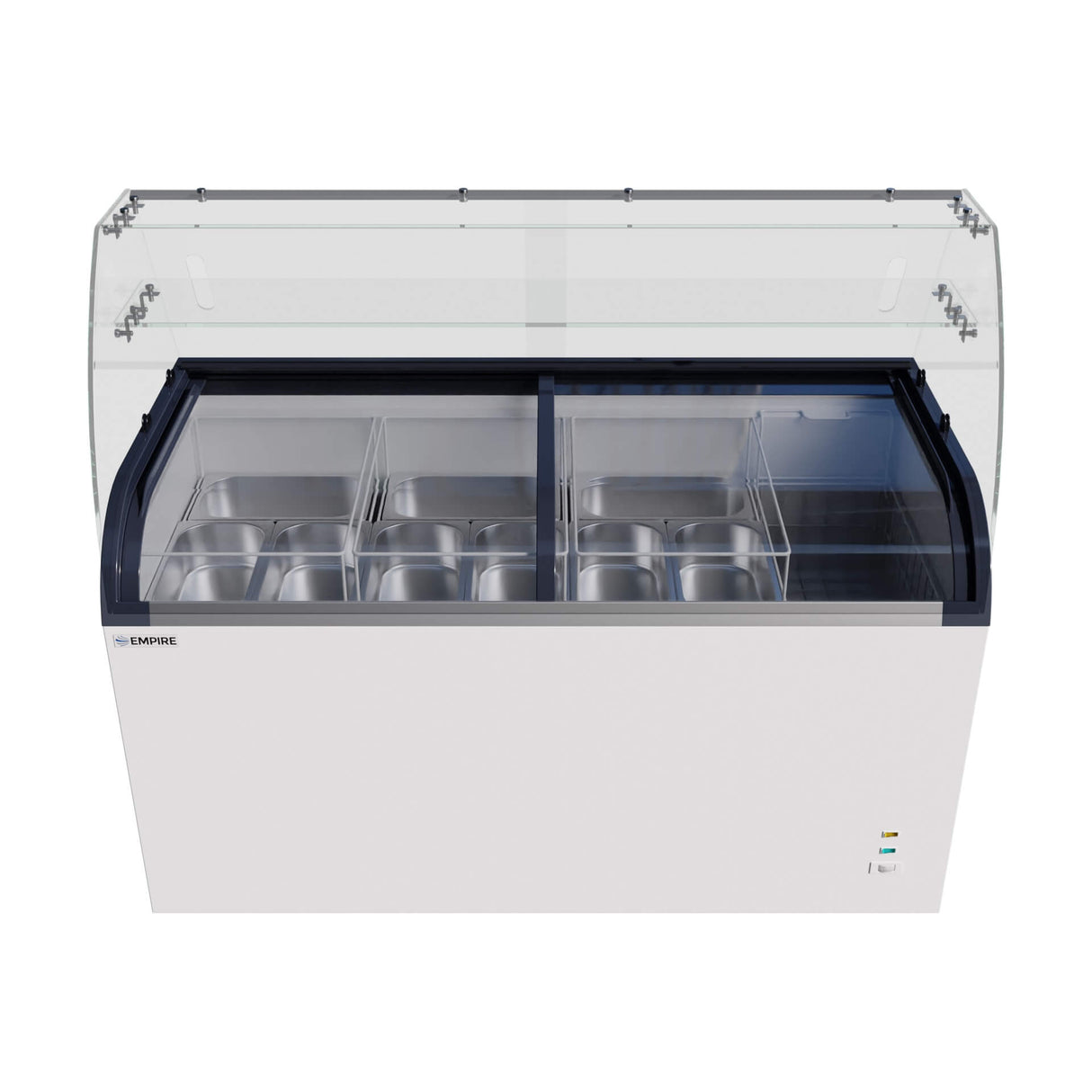 Empire Sliding Curved Glass Lid Display Ice Cream Counter Freezer - 9 × Pans & Basket - EMP-CF520QIC-GT Display Chest Freezers Empire