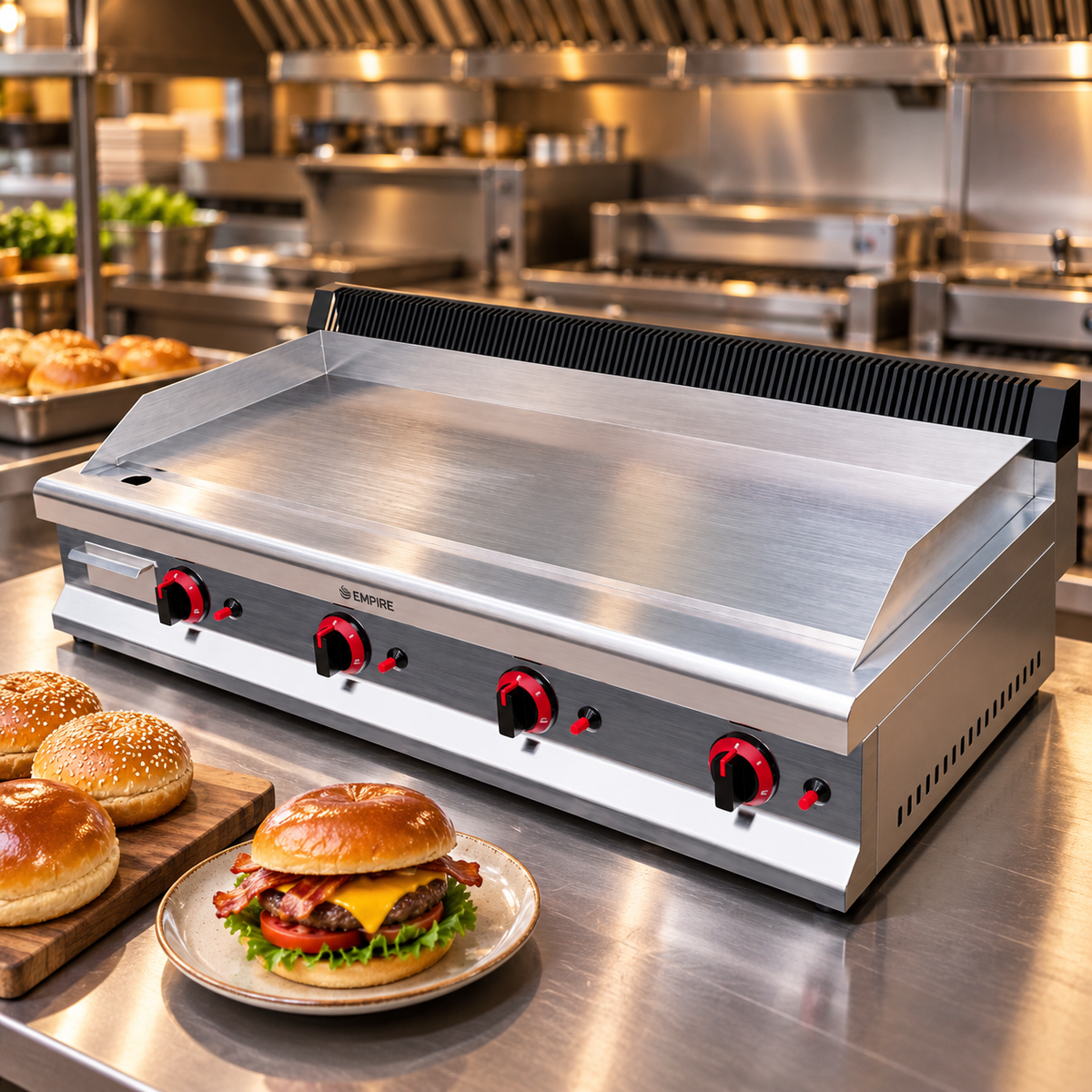 Empire 4 Burner Gas Griddle Smooth – 1150mm LPG & Nat Gas 11.2kW - EMP-GD1150