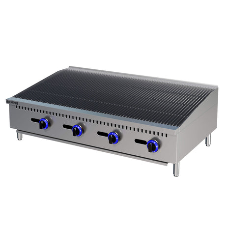 Empire 4 Burner Nat Gas or LPG Chargrill | 1200mm Commercial Countertop Charbroiler 30kW | EMP-RFS-48-R-OZ Charcoal Grills Empire