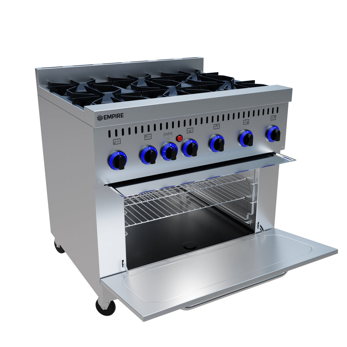 Empire 6 Burner Heavy Duty Gas Oven Range Stove - EMP-80-AS-36-L 4 & 6 Burner Ovens Empire