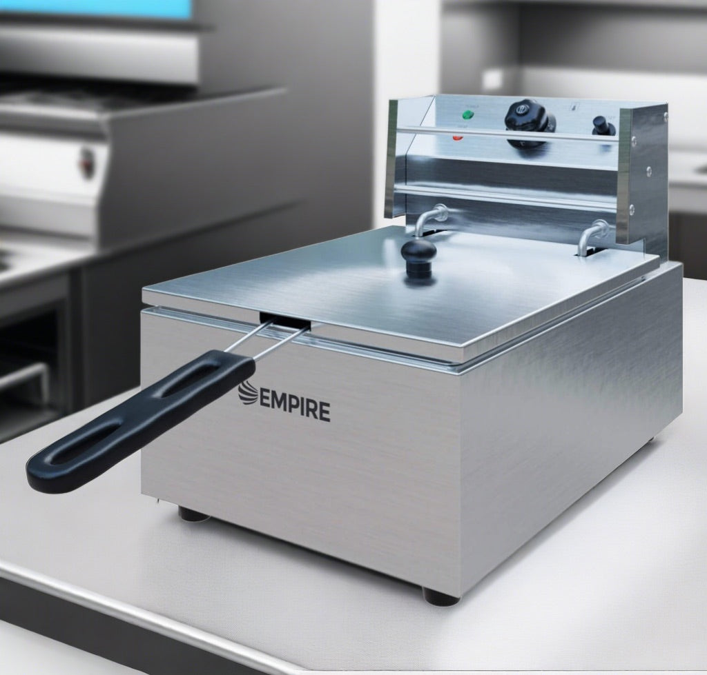 Empire 6 Litre Electric Fryer - 2.5kW Commercial Countertop Deep Fryer | EMP-EESF-6L Countertop Electric Fryers Empire