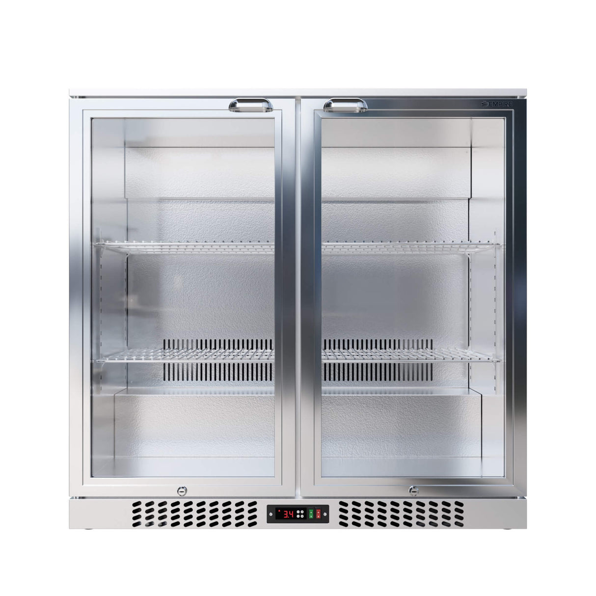 Empire Double Door 208L Stainless Steel Bottle Cooler – A Energy Rated Hinged Door Commercial Back Bar Fridge | CL-210H-S - Graded Item
