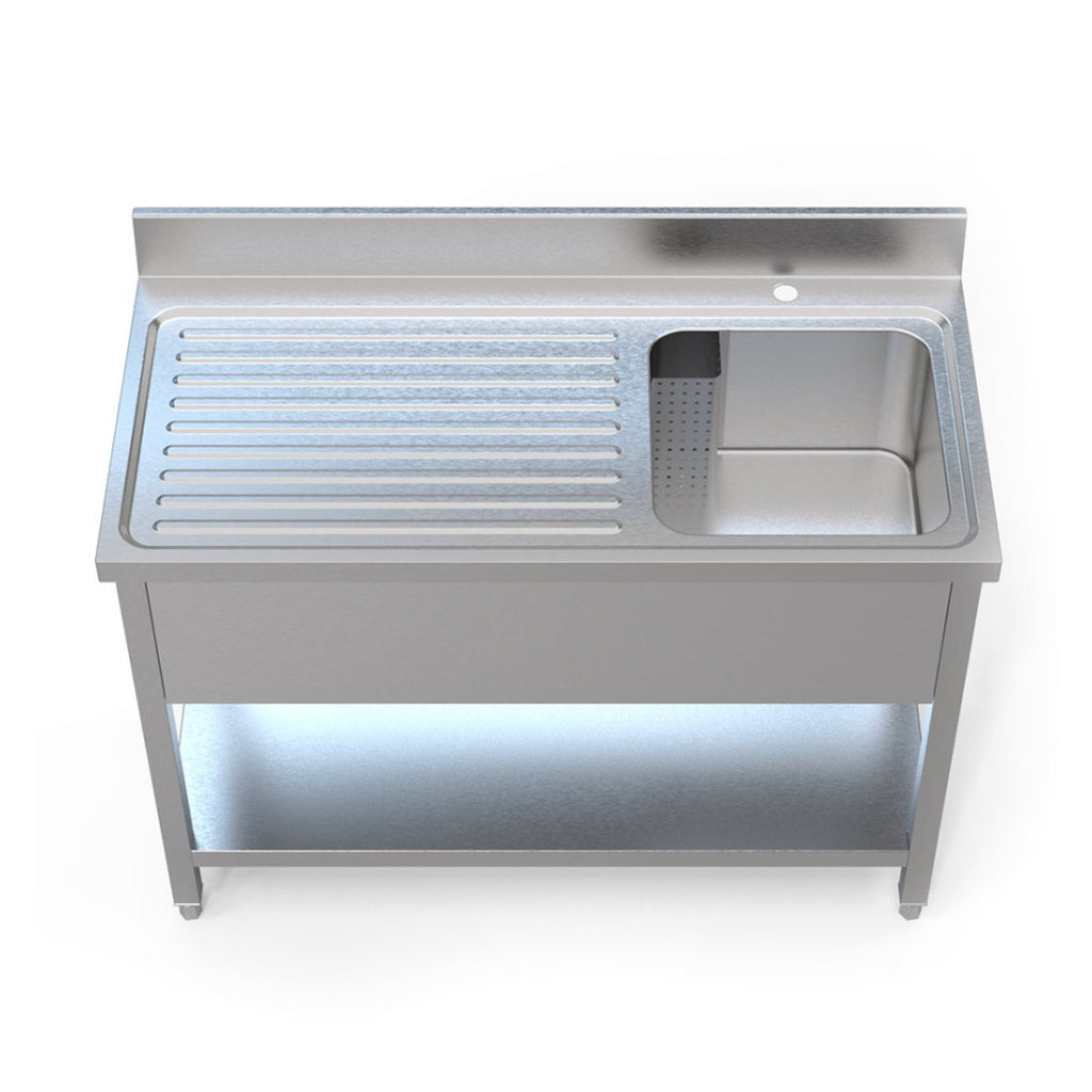 Empire Stainless Steel Commercial Single Bowl Sink – Left Hand Drainer 1200mm Wide | 1200-600LHD - Graded Item