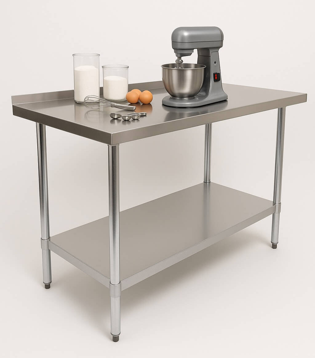 Empire 1800mm Premium Stainless Steel Wall Prep Table with Undershelf & Upstand Kitchen Bench - P-SSWT-180 Stainless Steel Wall Tables Empire