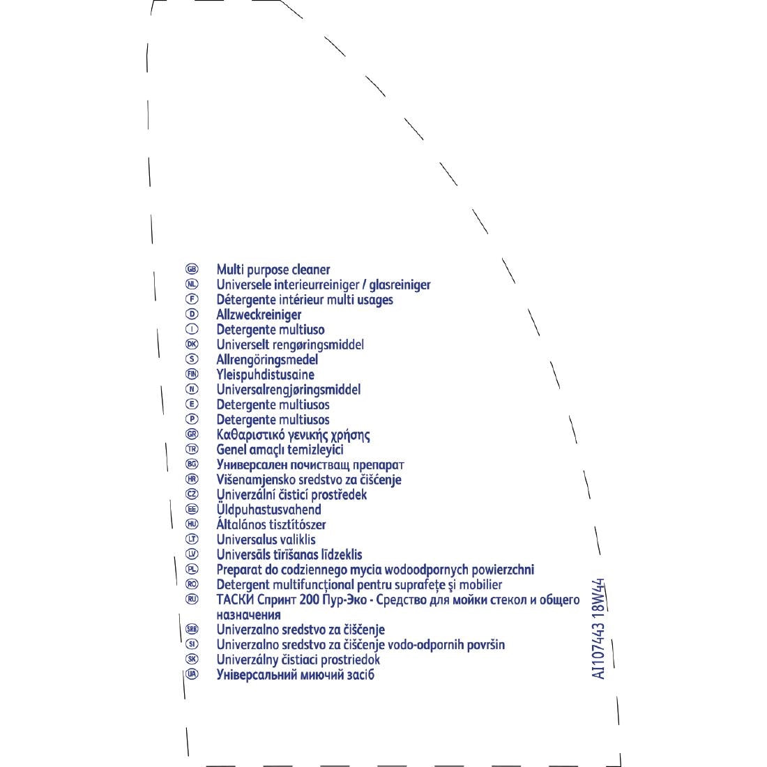 TASKI Sprint 200 Pur-Eco Multi-Surface Cleaner Refill Bottles 500ml (5 Pack) - FA138 Diversey