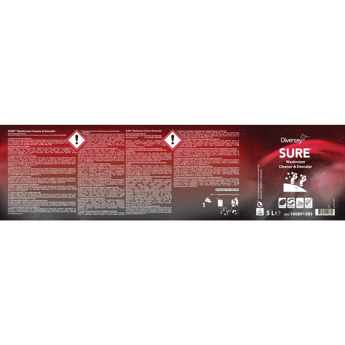 SURE Washroom Cleaner and Descaler Concentrate 5Ltr - CX824 Diversey