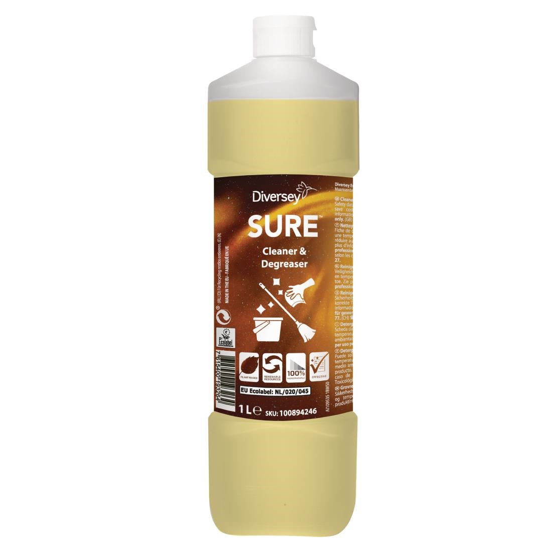 SURE Kitchen Cleaner and Degreaser Concentrate 1Ltr - CX837 Diversey