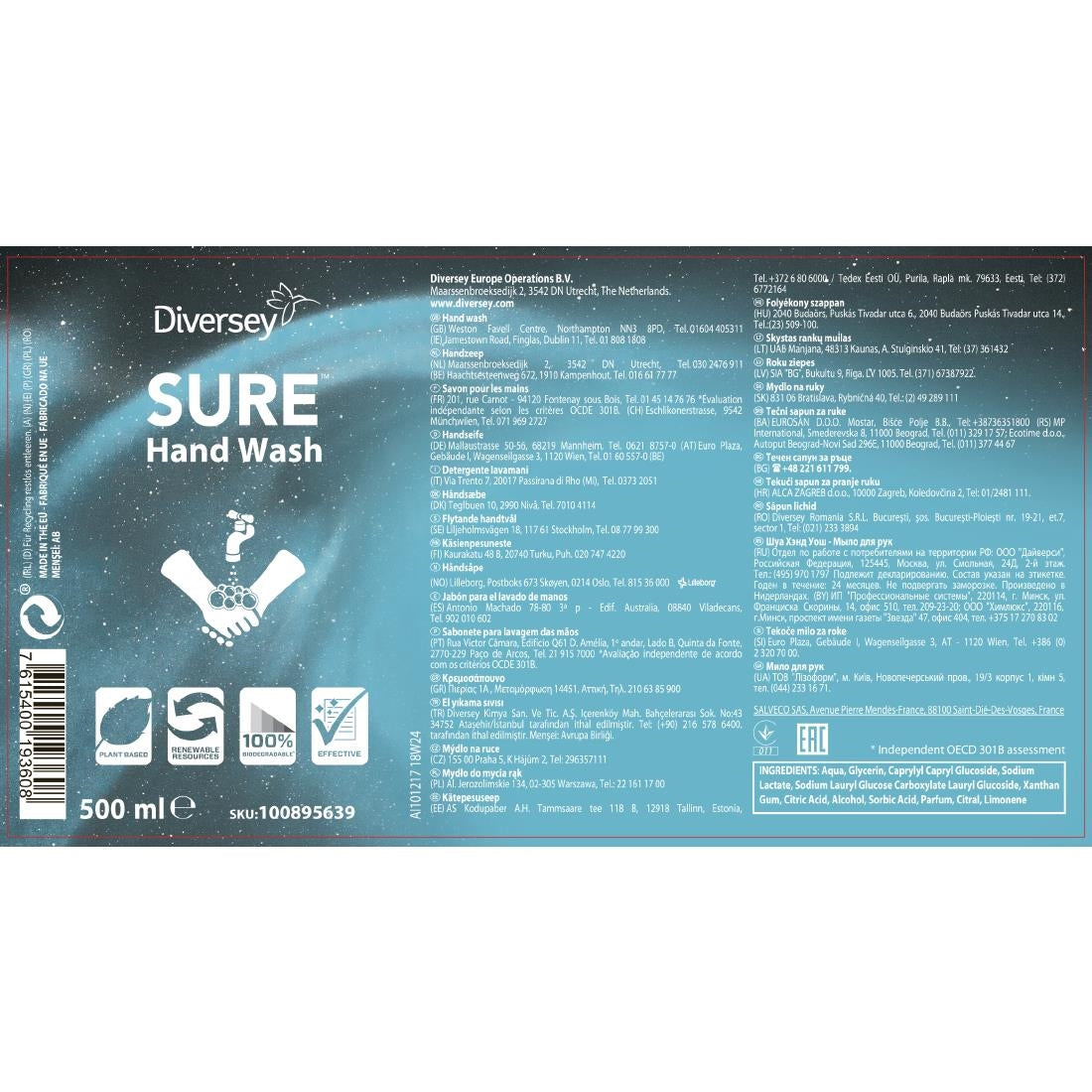 SURE Perfumed Liquid Hand Wash 500ml - CX840 Diversey