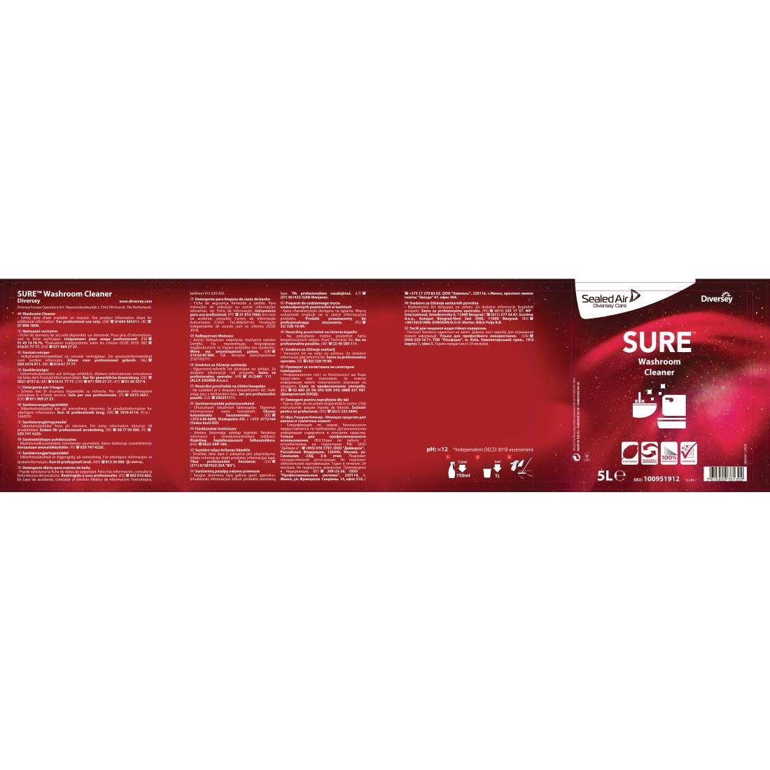 SURE Washroom Cleaner Concentrate 5Ltr - CX842 Diversey