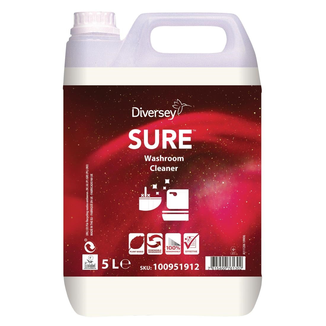 SURE Washroom Cleaner Concentrate 5Ltr - CX842 Diversey
