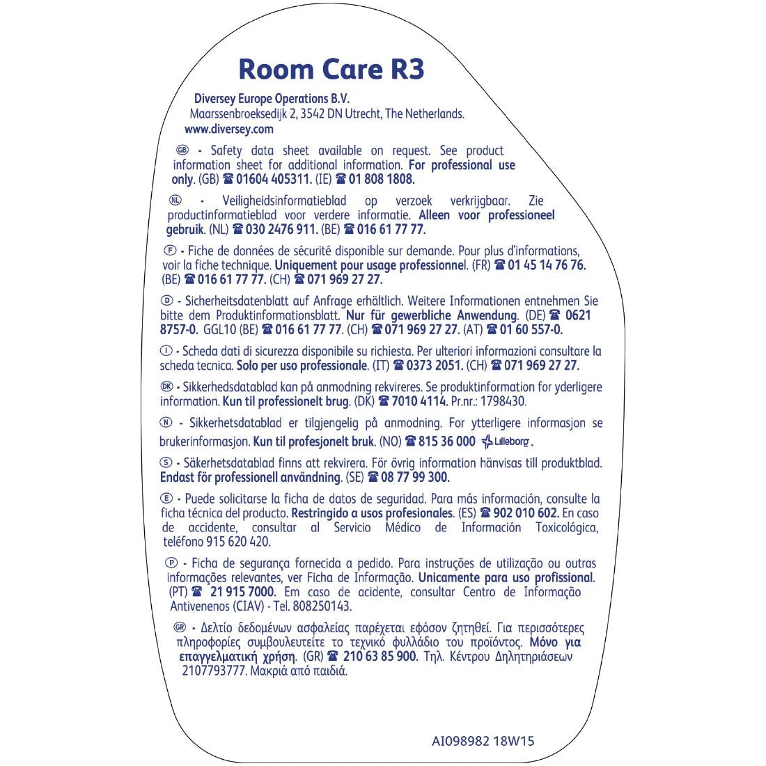 Room Care R3 Glass and Multi-Surface Cleaner Ready To Use 750ml - CX809 Diversey