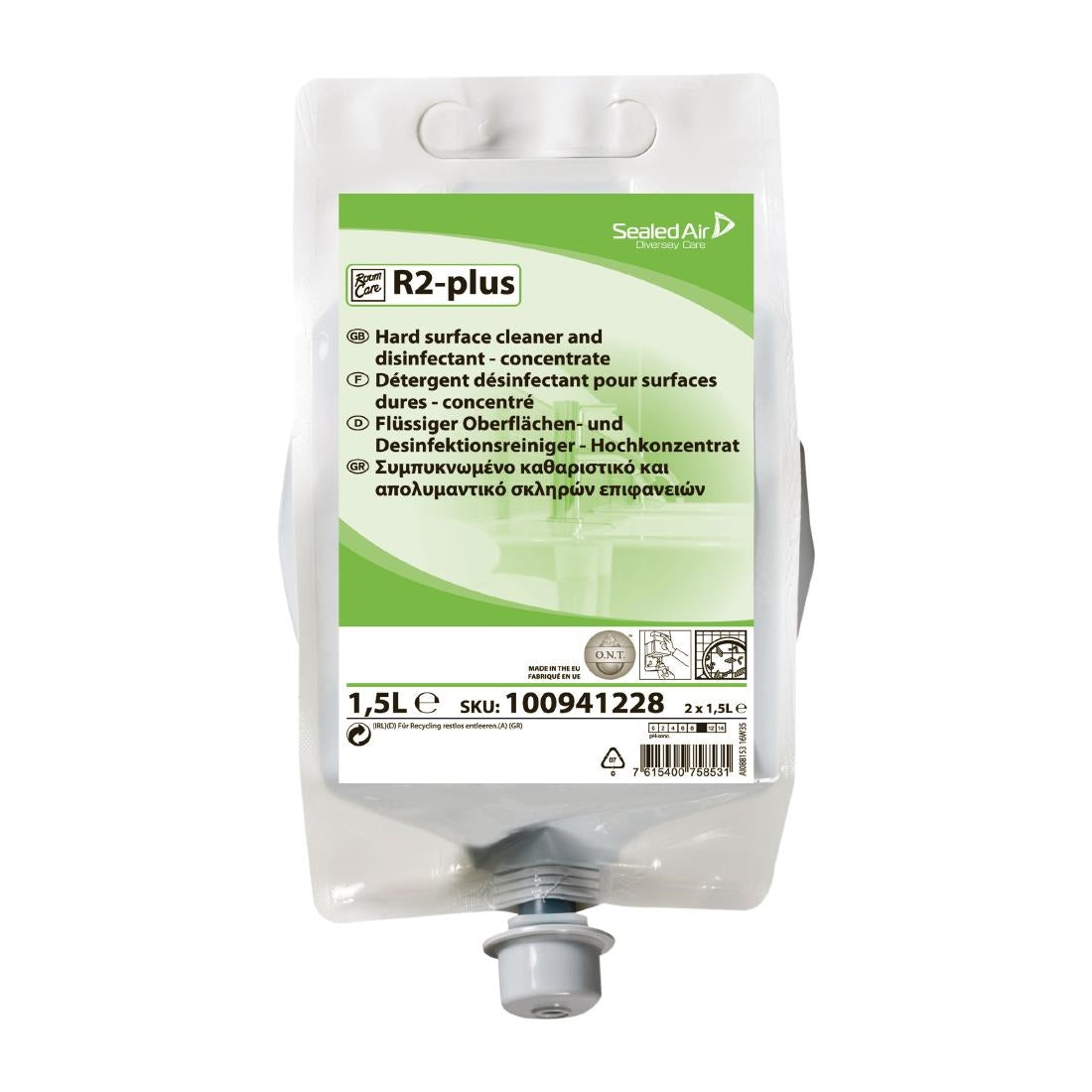 Room Care R2-plus Hard Surface Cleaner and Disinfectant Concentrate 1.5Ltr - CX821 Diversey