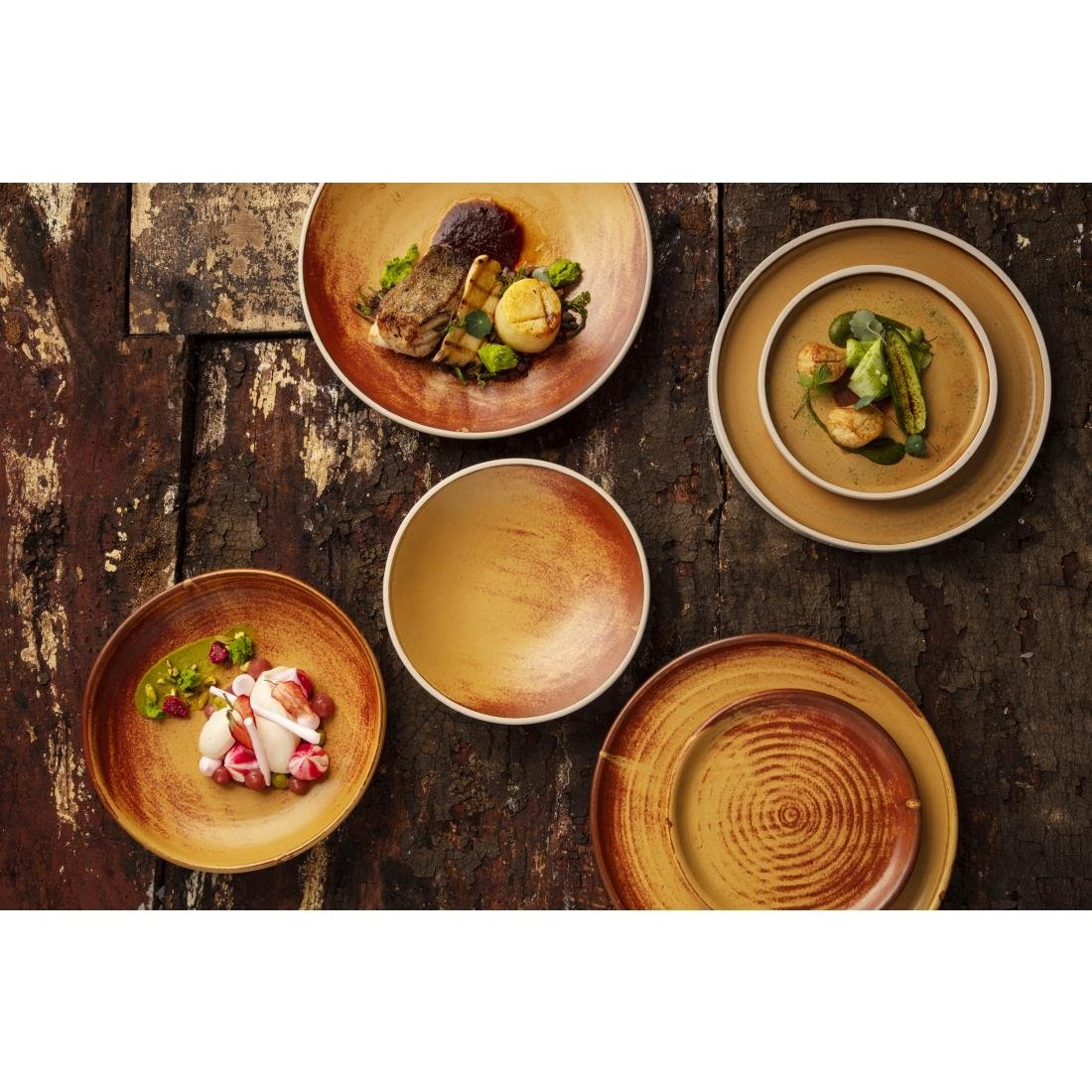 Olympia Canvas Concave Plate Sienna Rust 270mm (Pack of 6) - FA311 Plates Olympia