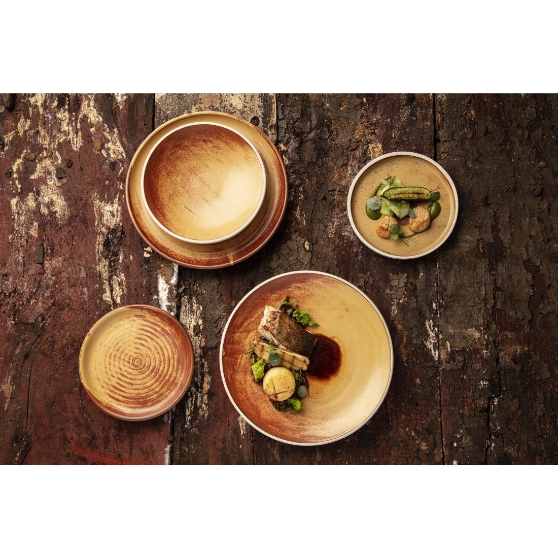 Olympia Canvas Concave Plate Sienna Rust 270mm (Pack of 6) - FA311 Plates Olympia