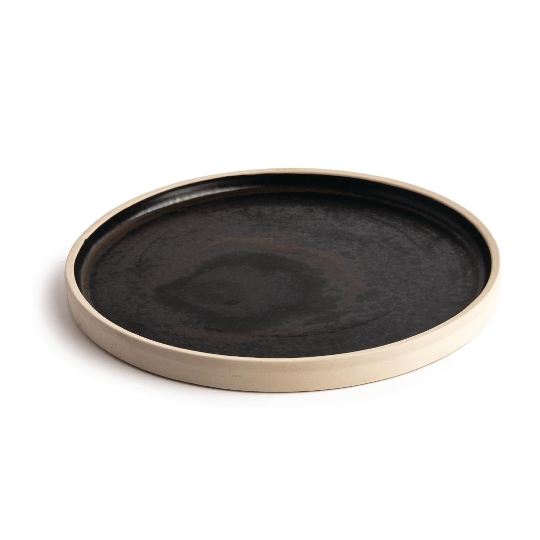 Olympia Canvas Flat Round Plate Delhi Black 250mm (Pack of 6) - FA315 Plates Olympia