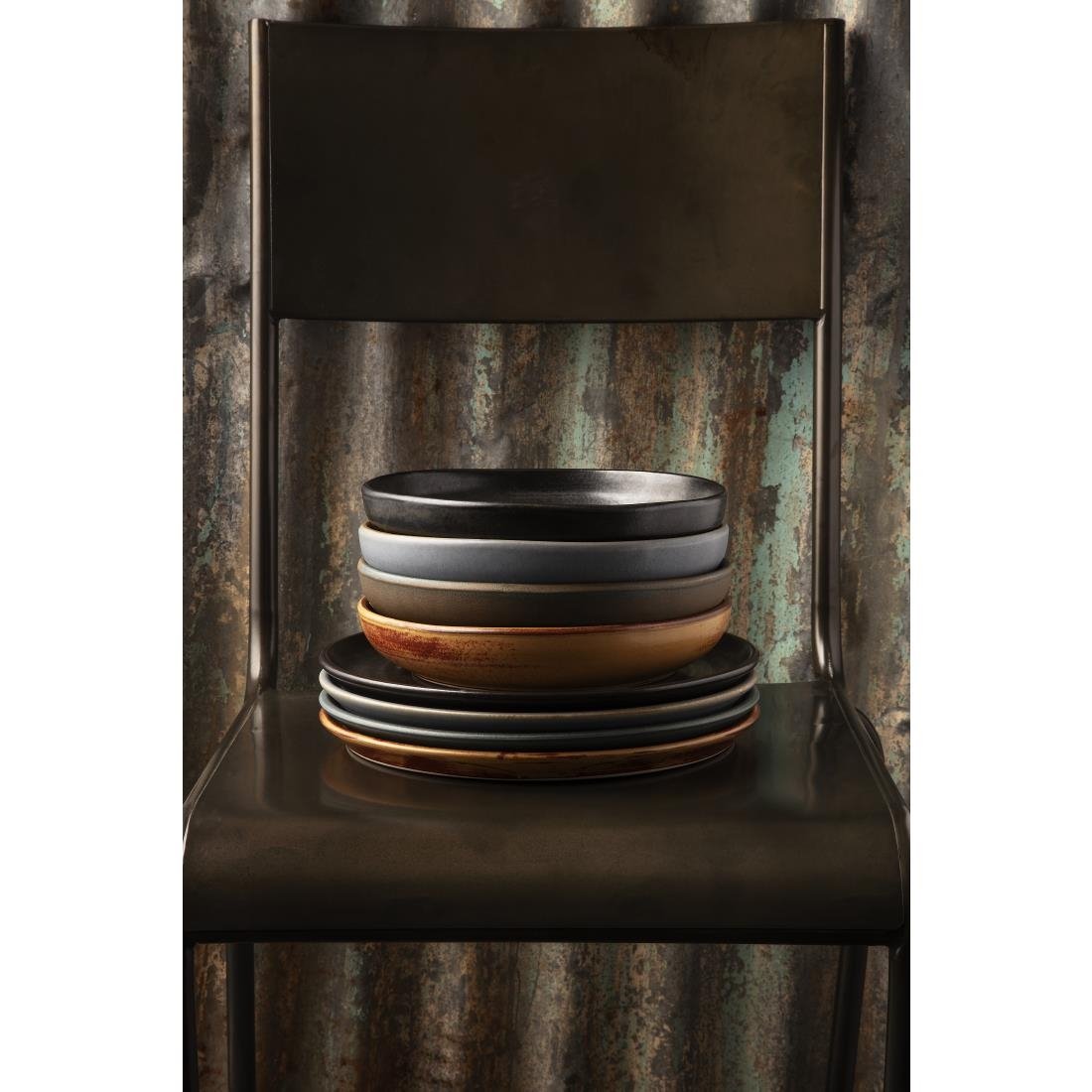 Olympia Canvas Small Rim Round Plate Delhi Black 265mm (Pack of 6) - FA317 Plates Olympia