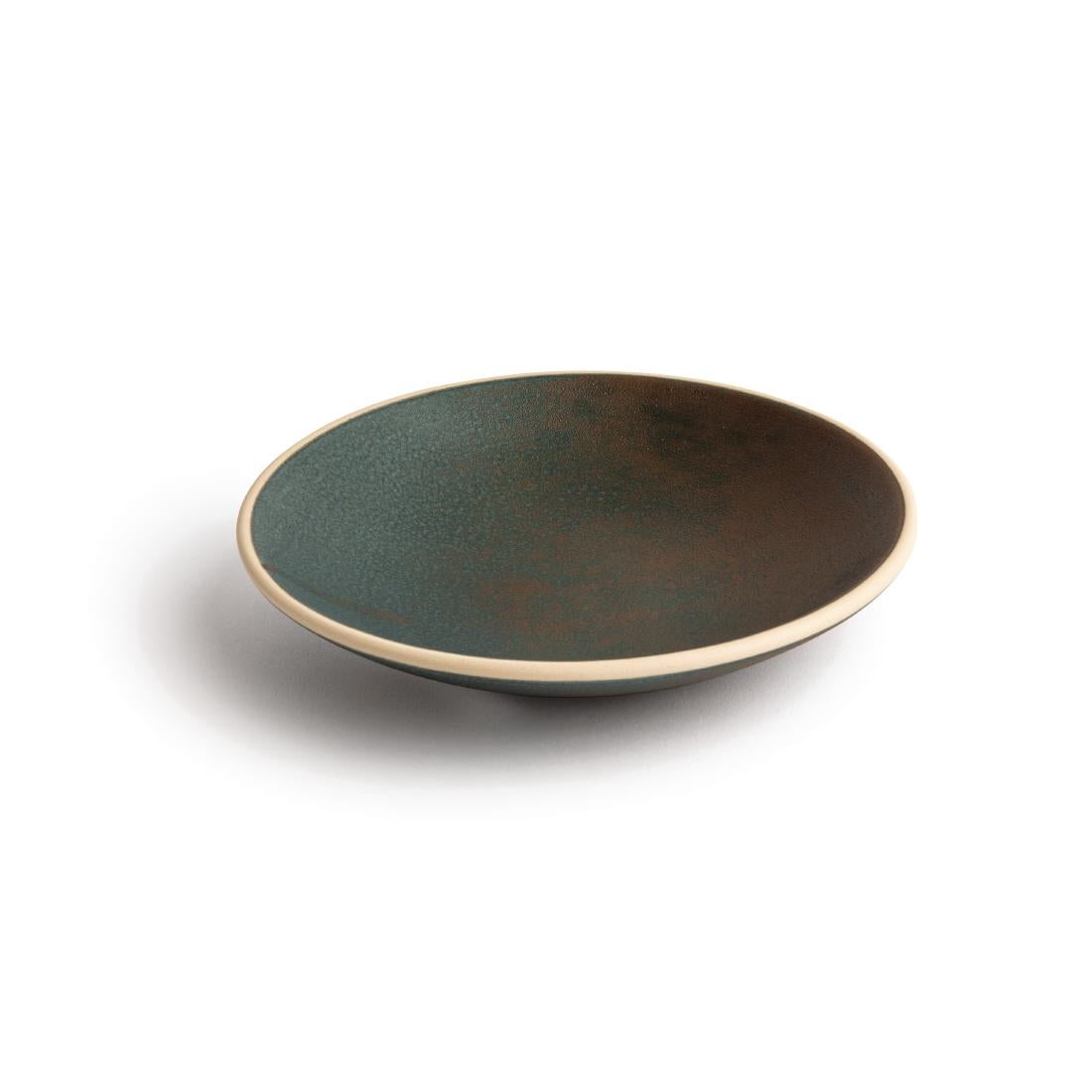 Olympia Canvas Shallow Tapered Bowl Green Verdigris 200mm (Pack of 6) - FA326 Bowls Olympia