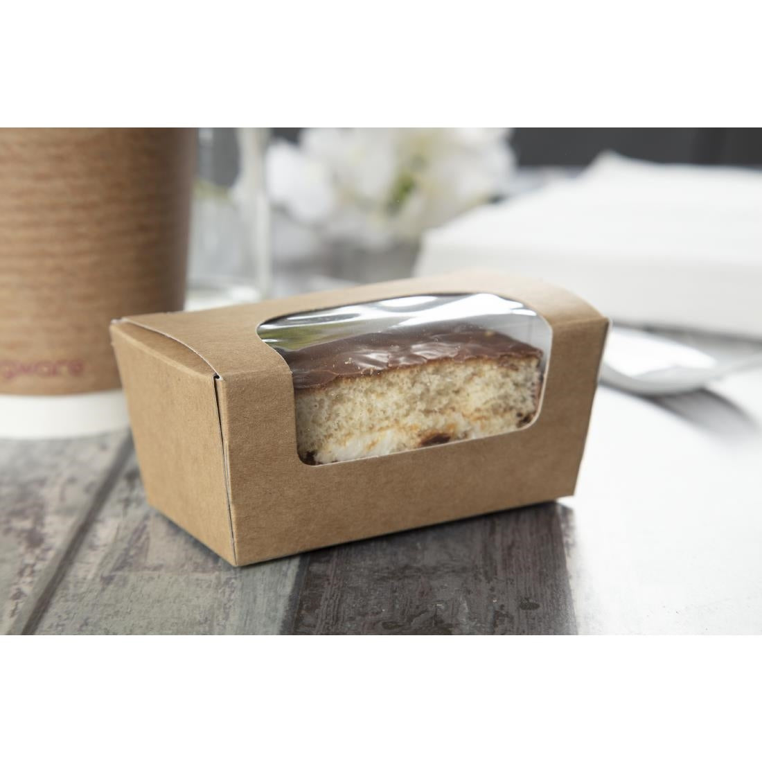 Colpac Compostable Kraft Cake Boxes with Window Small (Pack of 500) - FA360 Cake Boxes & Boards Colpac
