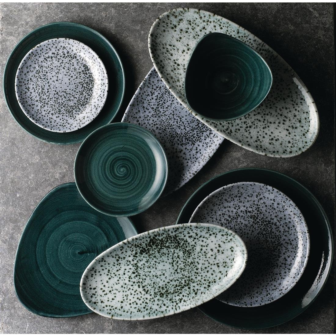 Churchill Stonecast Patina Coupe Plates Rustic Teal 165mm (Pack of 12) - FA593 Plates Churchill