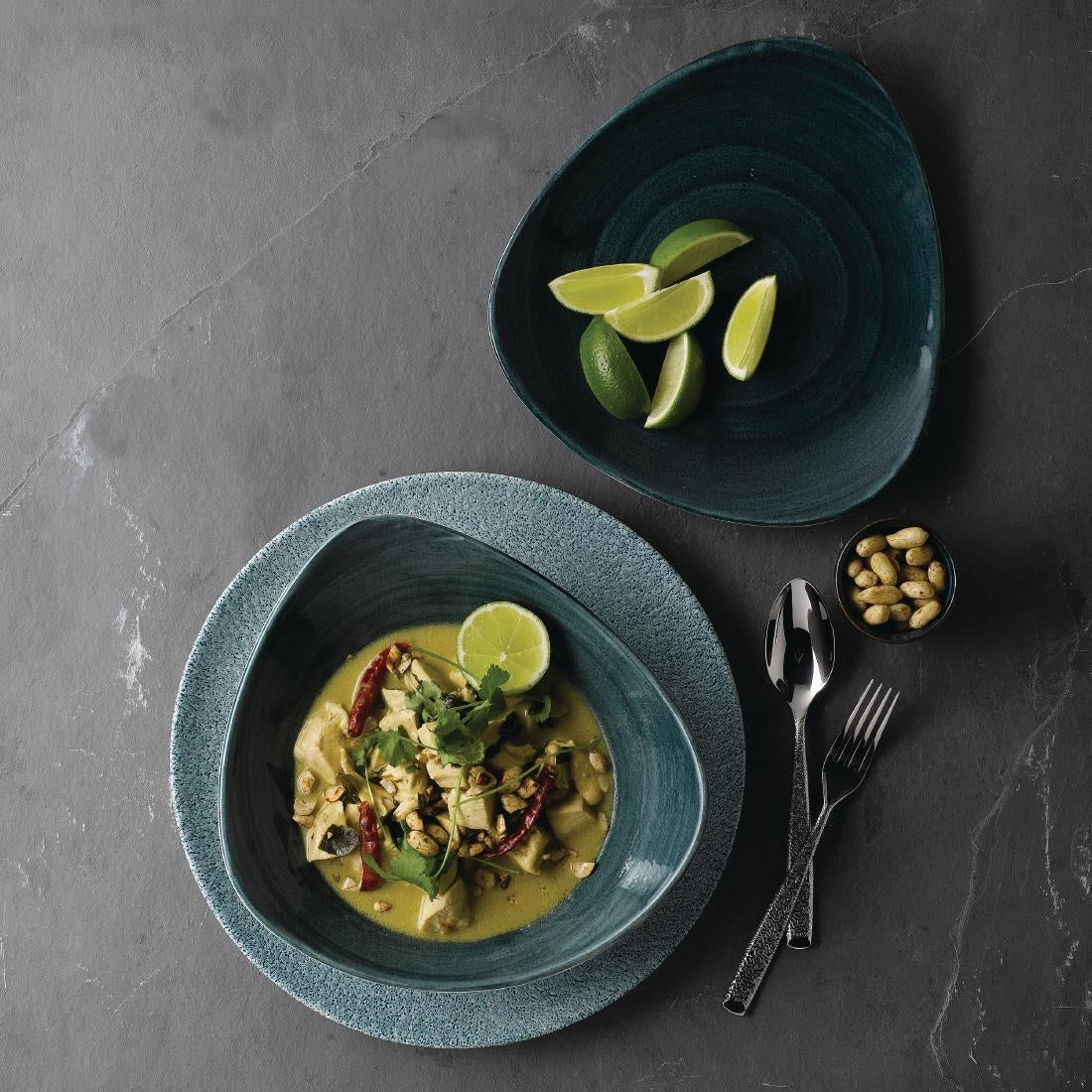 Churchill Stonecast Patina Triangular Plates Rustic Teal 229mm (Pack of 12) - FA595 Plates Churchill