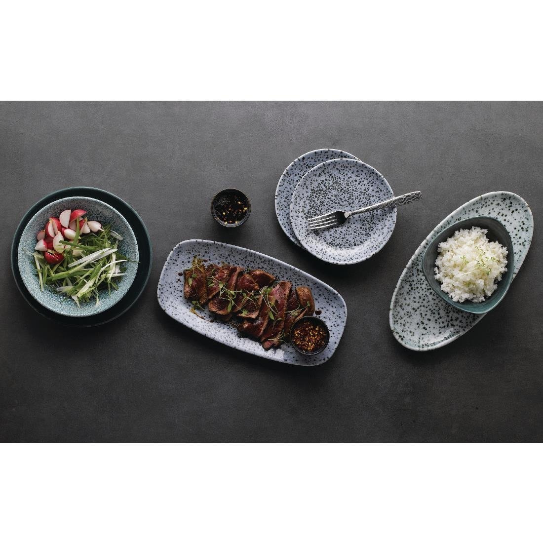 Churchill Mineral Oval Chef Plates Green 173 x 347mm (Pack of 6) - FA507 Plates Churchill