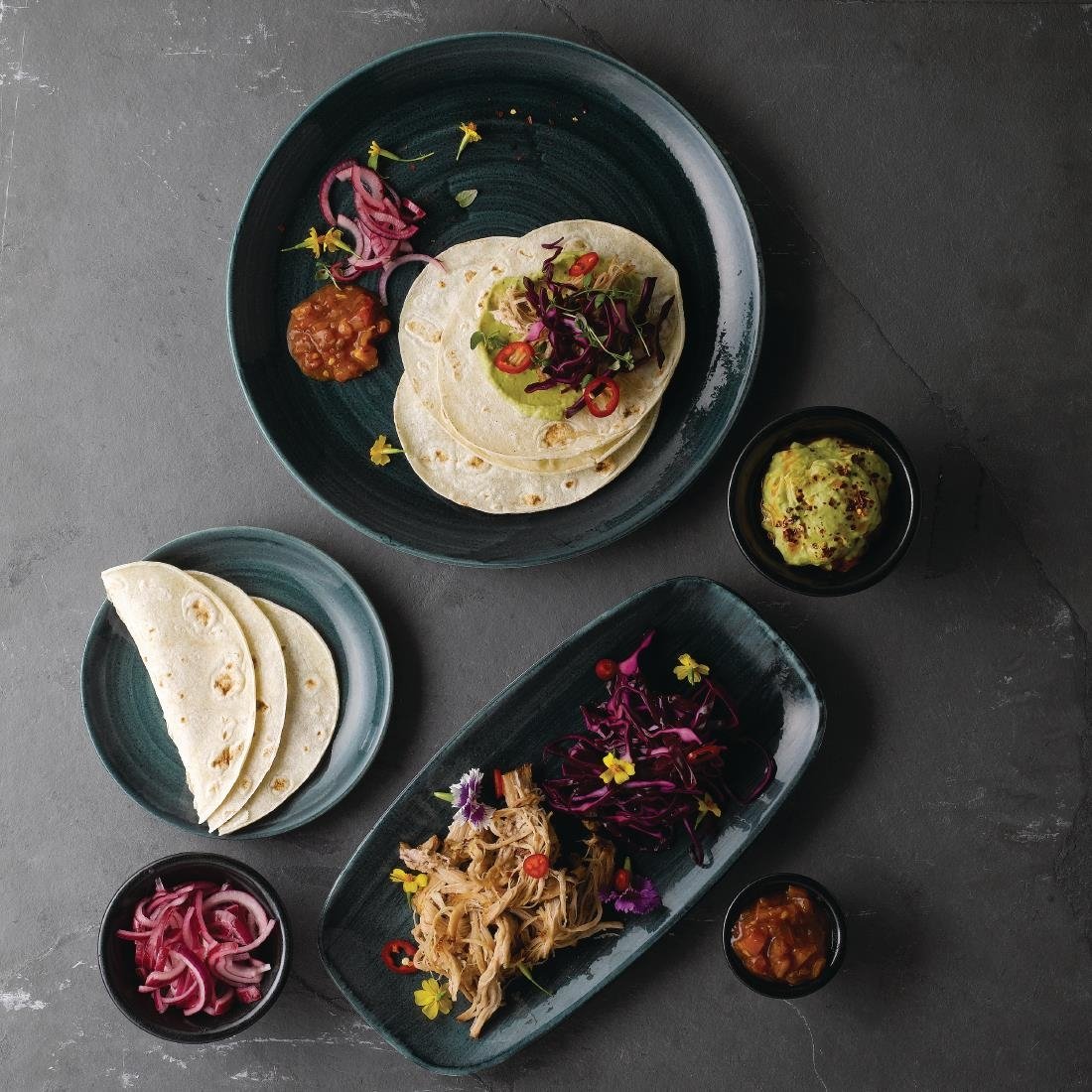 Churchill Stone Oblong Chef Plates Aquamarine 189 x 355mm (Pack of 6) - FA629 Plates Churchill