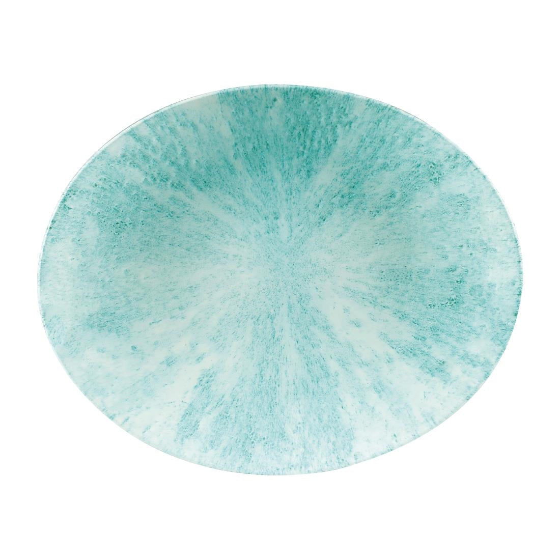 Churchill Stone Oval Coupe Plates Aquamarine 317 x 255mm (Pack of 12) - FA626 Plates Churchill