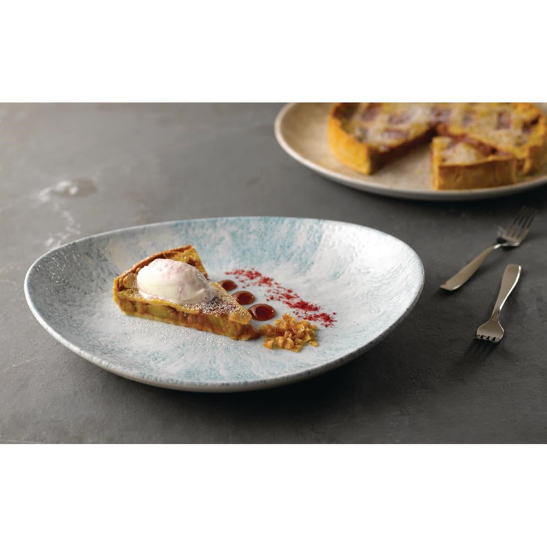 Churchill Stone Oval Coupe Plates Aquamarine 270 x 229mm (Pack of 12) - FA627 Plates Churchill