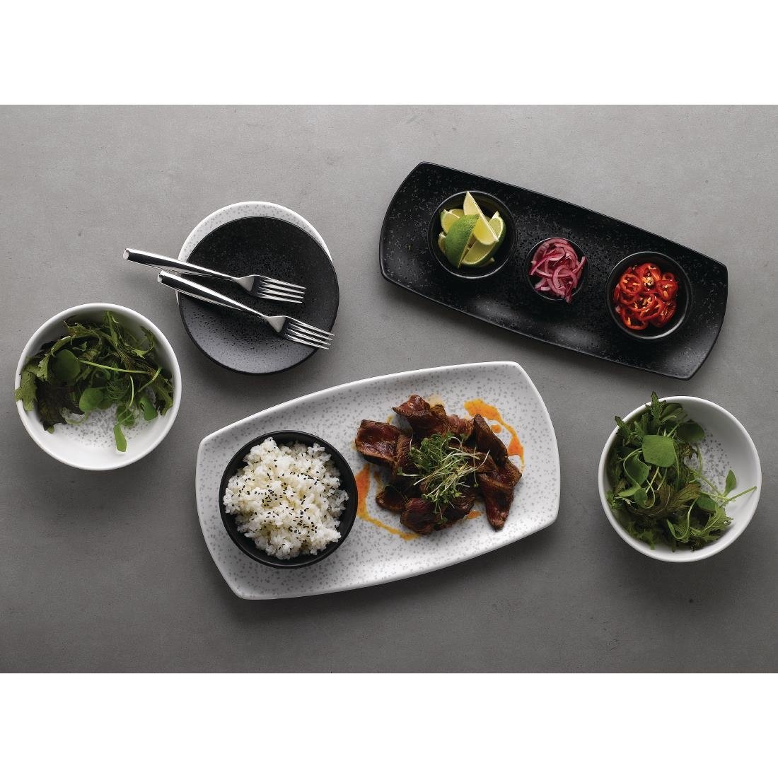 Churchill Menu Shades Caldera Ash Rectangular Plates 190mm (Pack of 6) - DY933 Plates Churchill