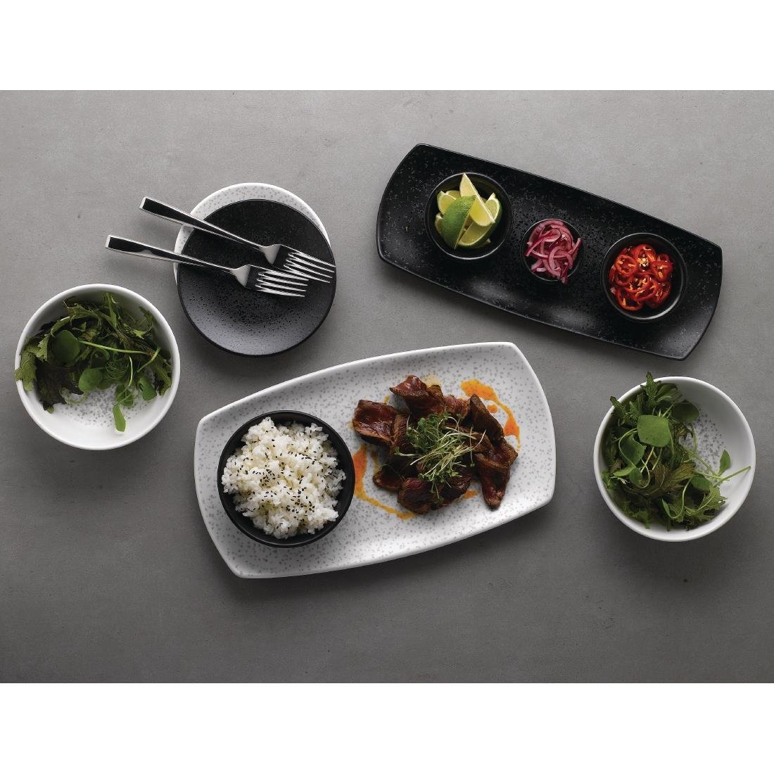 Churchill Menu Shades Caldera Ash Rectangular Plates 190mm (Pack of 6) - DY933 Plates Churchill