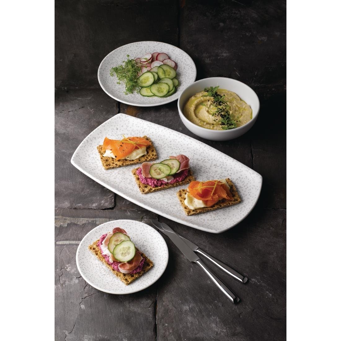 Churchill Menu Shades Caldera Rectangular Plates Chalk White 190 x 355mm - FA653 Plates Churchill