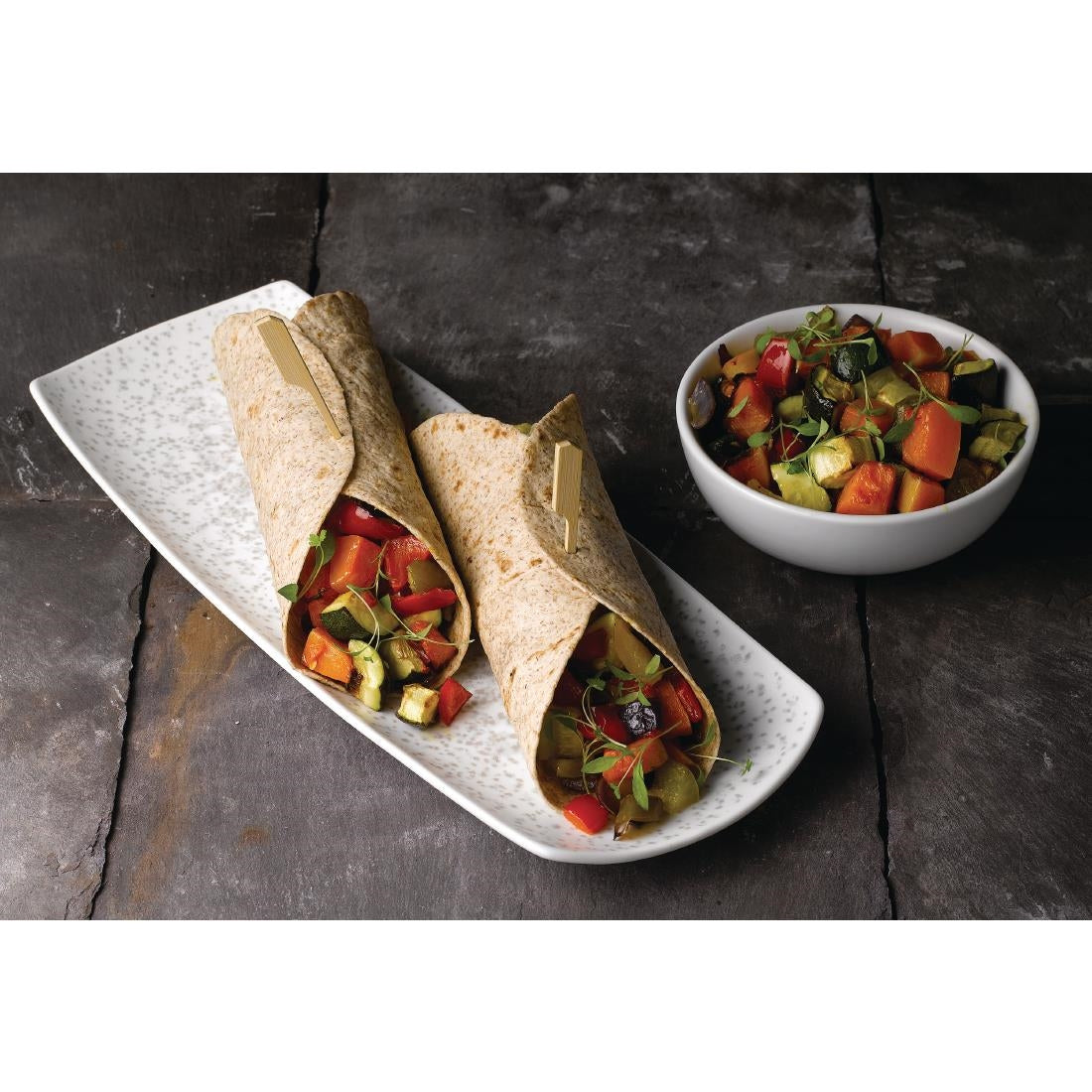 Churchill Menu Shades Caldera Rectangular Plates Chalk White 140 x 355mm - FA654 Plates Churchill