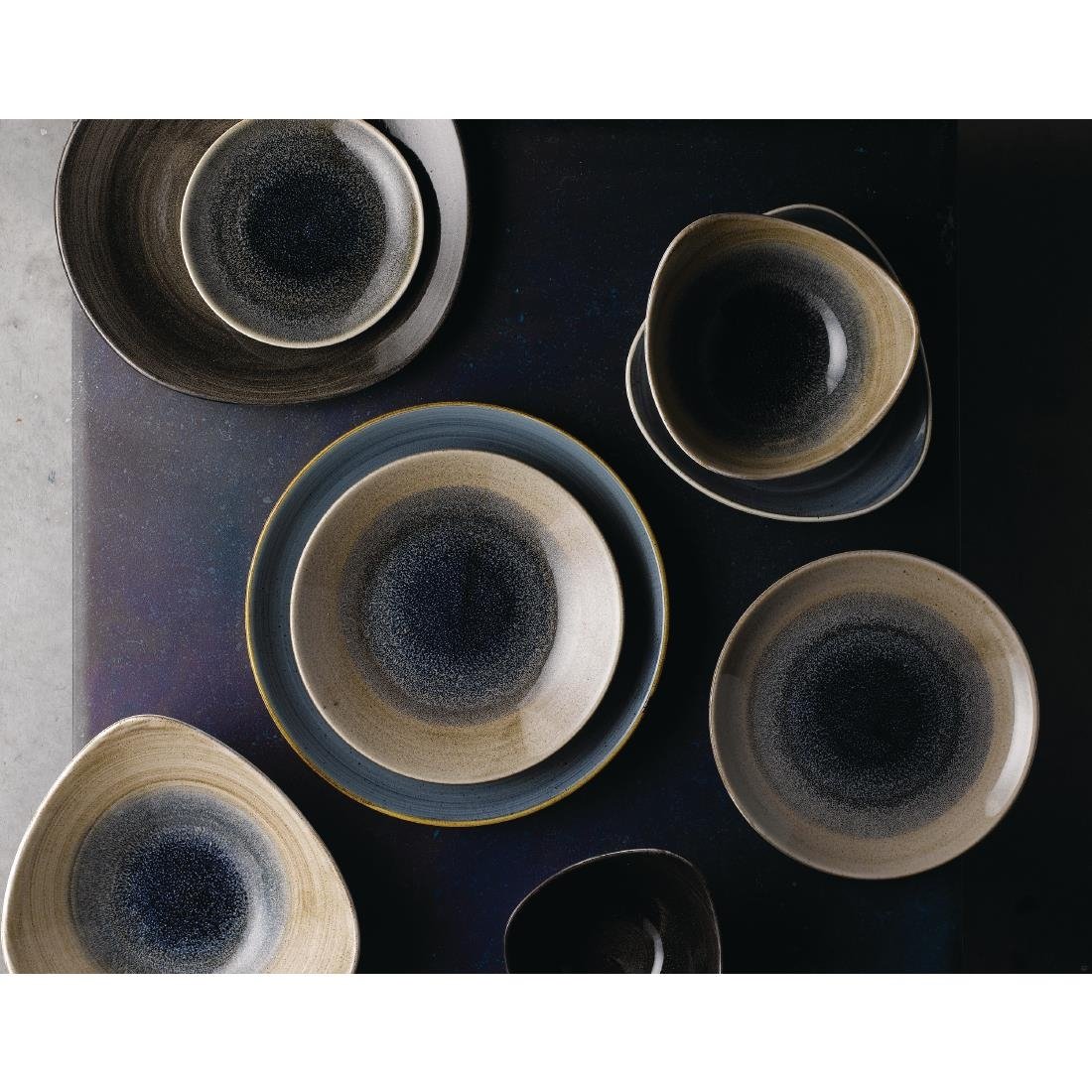 Churchill Stonecast Aqueous Coupe Plates Bayou Taupe 165mm (Pack of 12) - FA659 Plates Churchill