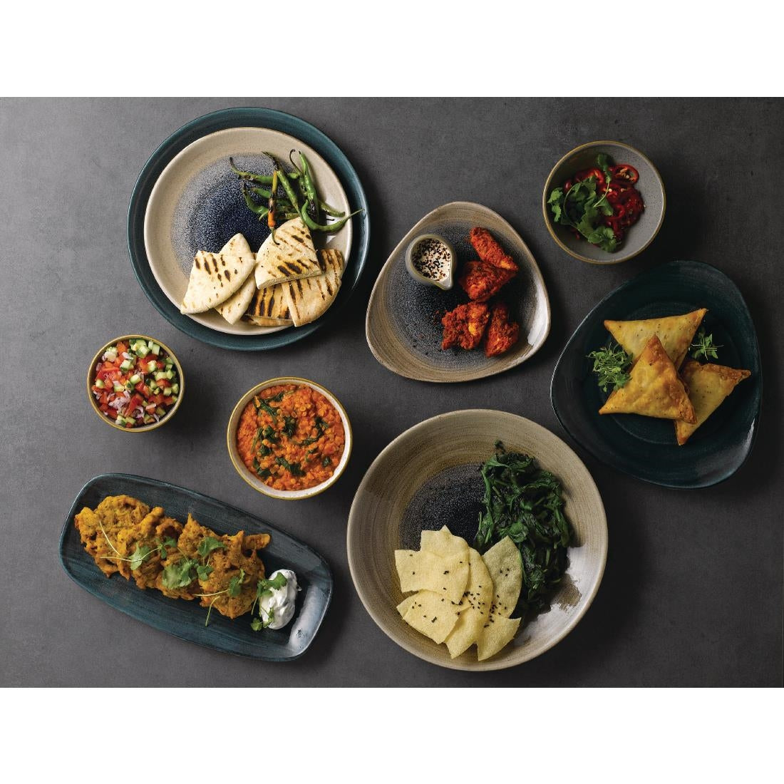 Churchill Stonecast Patina Triangular Plates Rustic Teal 229mm (Pack of 12) - FA595 Plates Churchill