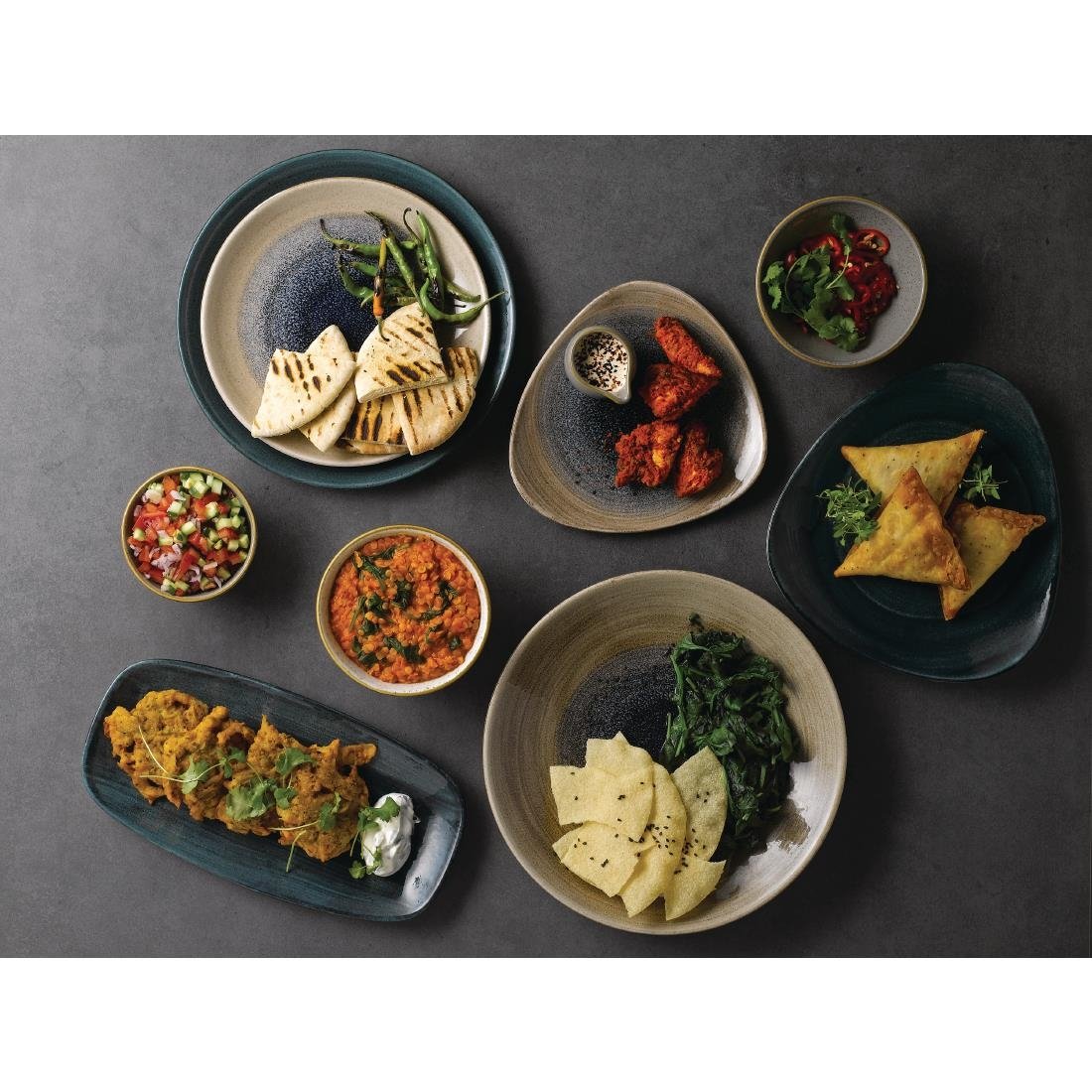 Churchill Stonecast Patina Oblong Chef Plates Rustic Teal 355 x 189mm (Pack of 6) - FA599 Plates Churchill