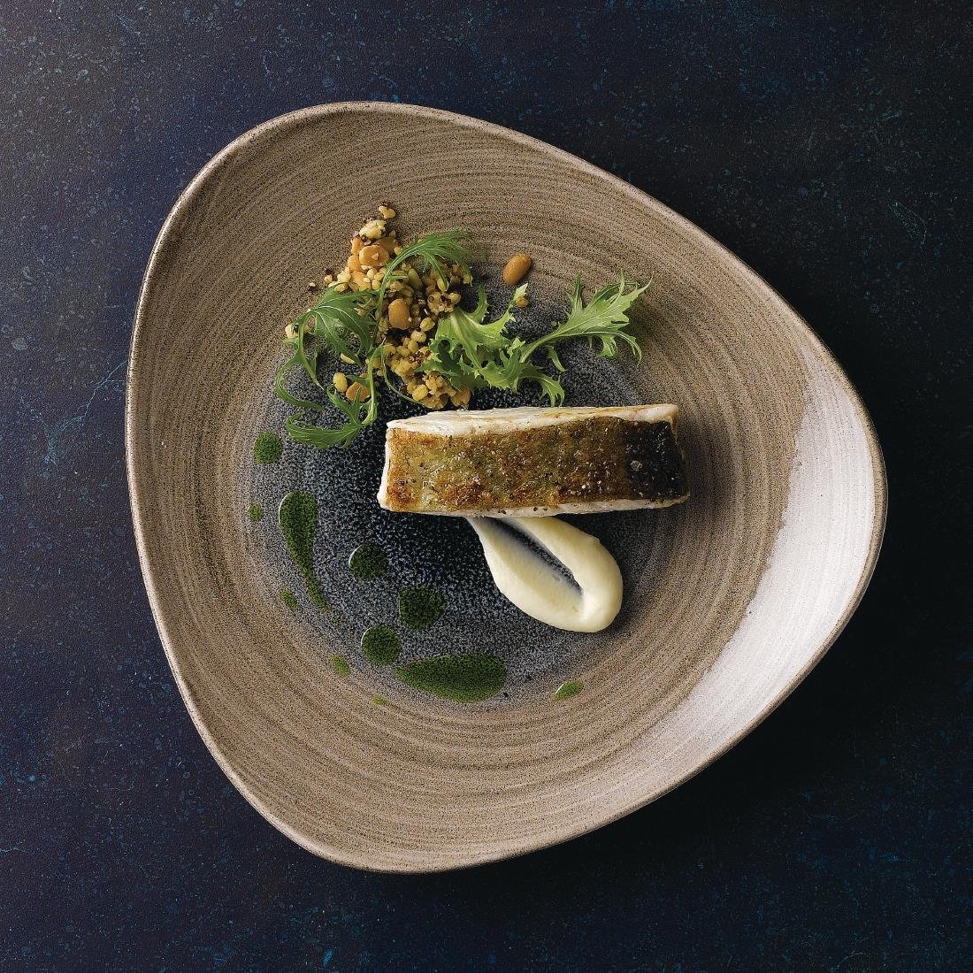 Churchill Stonecast Aqueous Triangular Plates Bayou Taupe 265mm (Pack of 12) - FA664 Plates Churchill