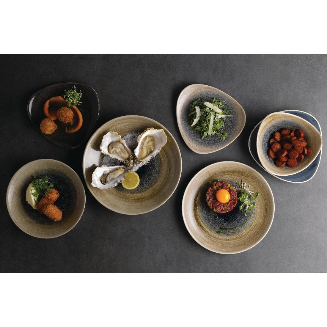 Churchill Stonecast Aqueous Triangular Bowls Bayou Taupe 13oz 185mm (Pack of 12) - FA668 Bowls Churchill