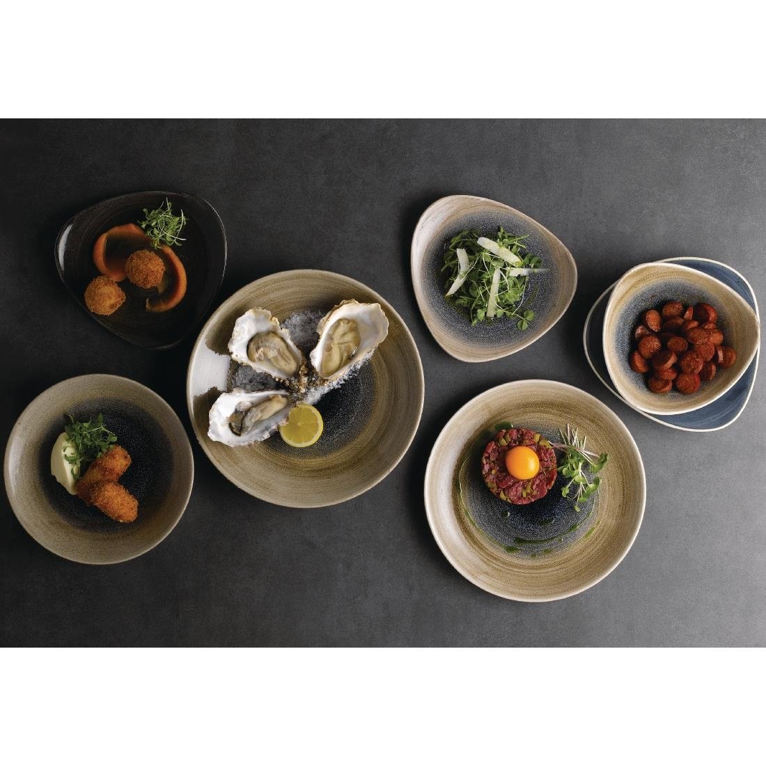 Churchill Stonecast Aqueous Triangular Plates Bayou Taupe 192mm (Pack of 12) - FA666 Plates Churchill