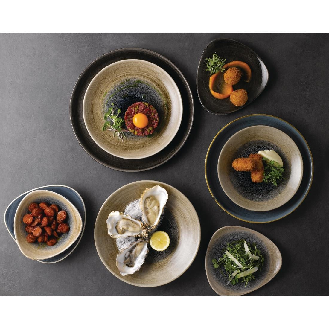 Churchill Stonecast Aqueous Deep Coupe Plates Bayou Taupe 225mm (Pack of 12) - FA661 Plates Churchill