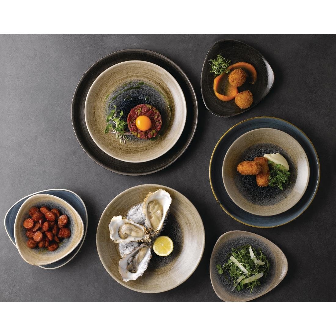 Churchill Stonecast Aqueous Triangular Bowls Bayou Taupe 13oz 185mm (Pack of 12) - FA668 Bowls Churchill