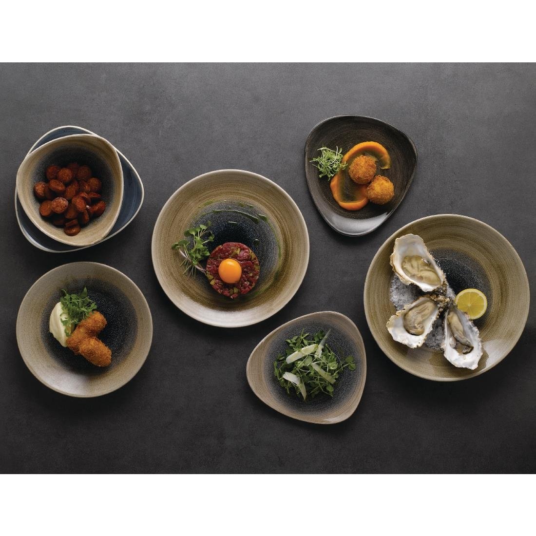 Churchill Stonecast Aqueous Triangular Bowls Bayou Taupe 13oz 185mm (Pack of 12) - FA668 Bowls Churchill