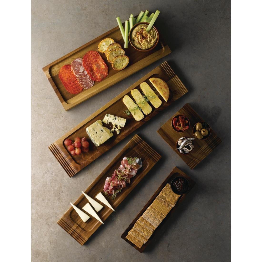 Churchill Alchemy Wood Large Double Handled Boards 495x130mm (Pack of 4) - FA672 Churchill Alchemy Fine China Churchill