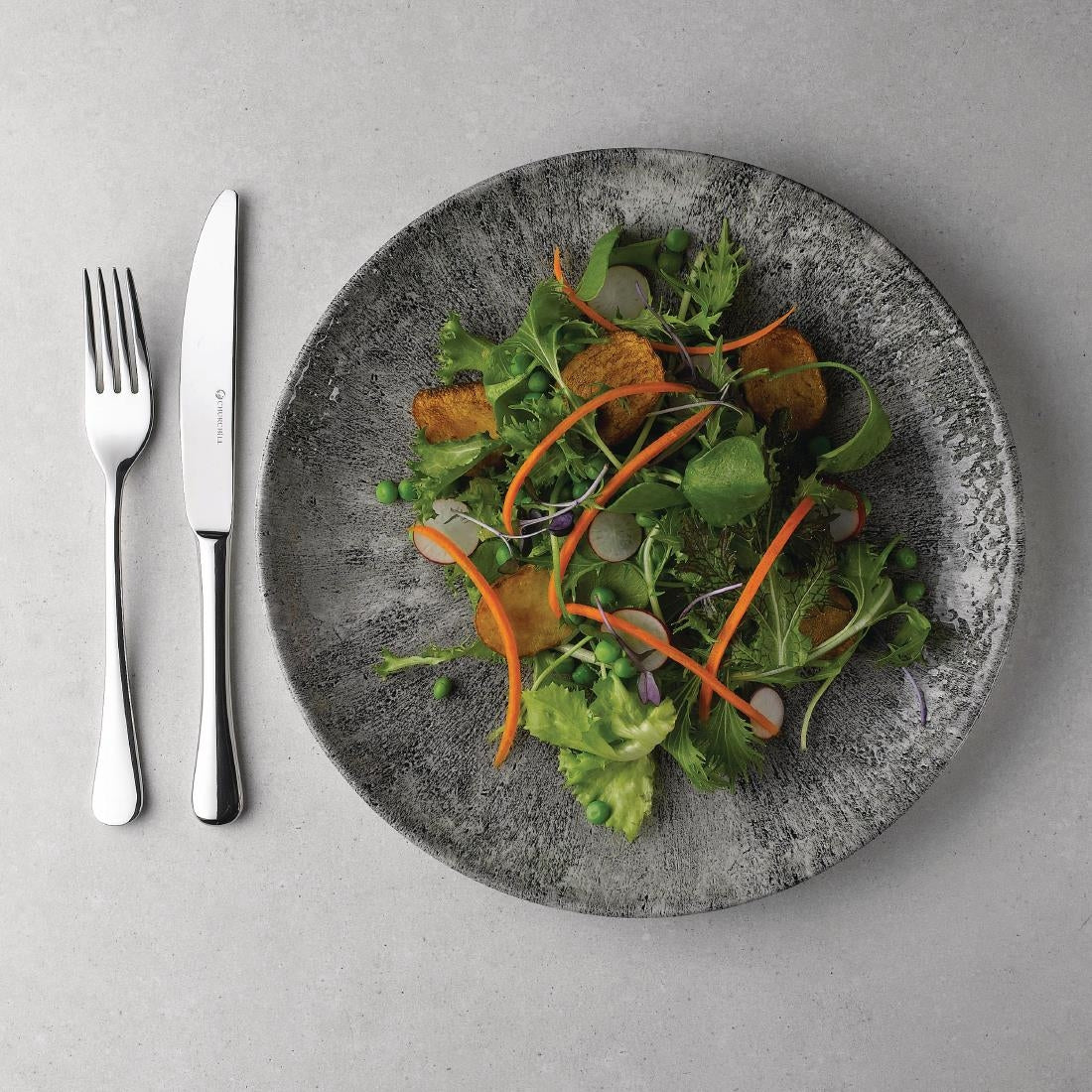 Churchill Stone Quartz Black Evolve Coupe Plates 288mm (Pack of 12) - DY892 Plates Churchill