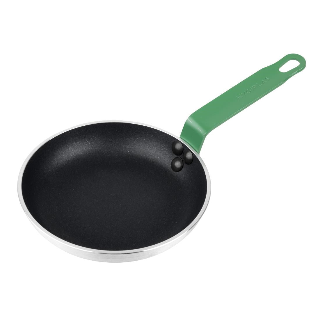 Hygiplas Aluminium Non-Stick Teflon Platinum Plus Frying Pan with Green Handle 20cm - FB470 Hygiplas