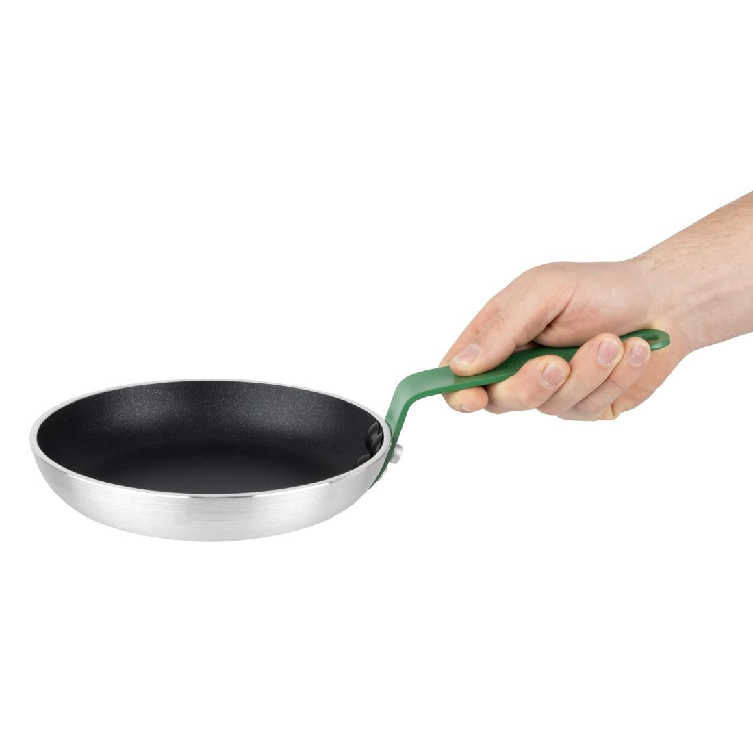 Hygiplas Aluminium Non-Stick Teflon Platinum Plus Frying Pan with Green Handle 20cm - FB470 Hygiplas