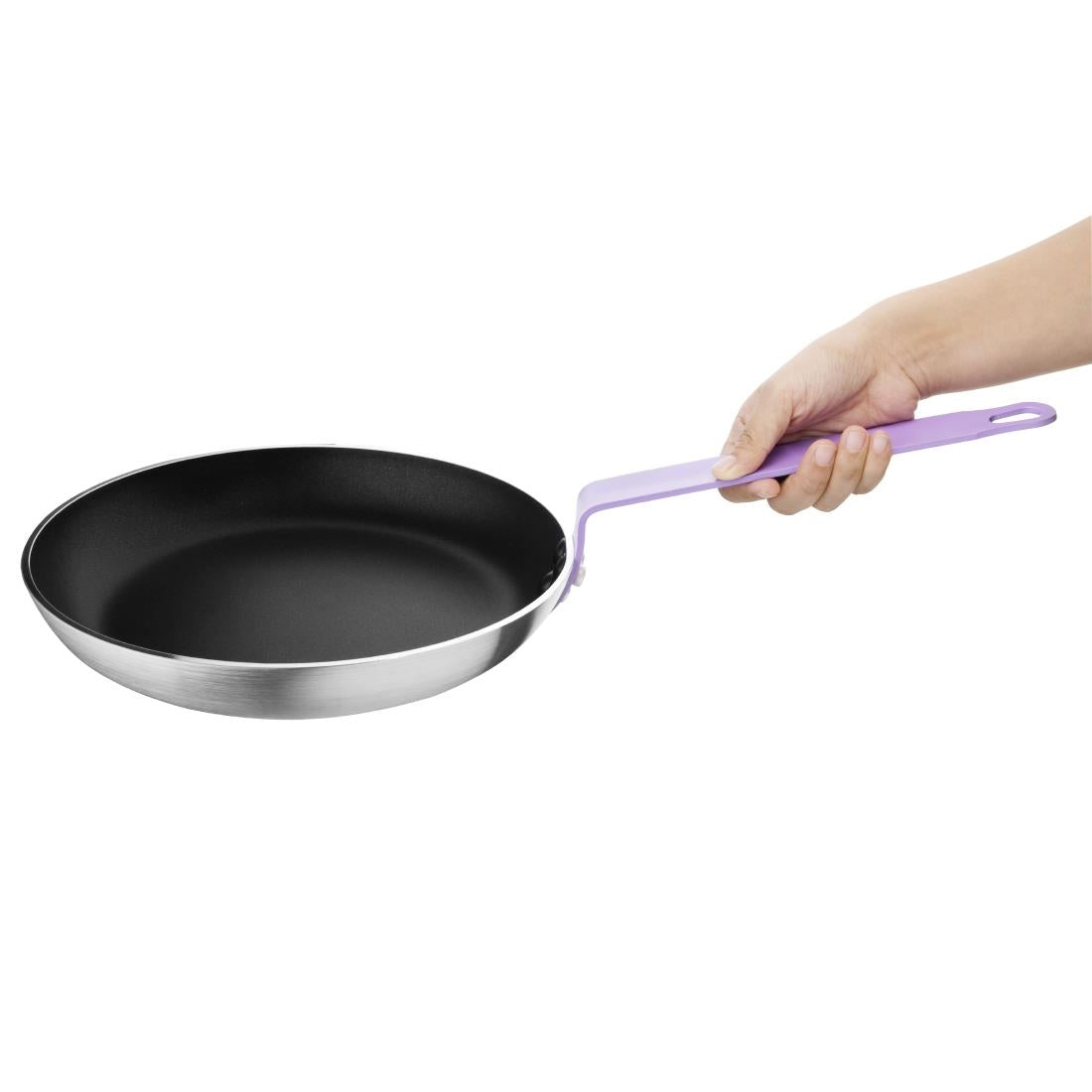 Hygiplas Aluminium Non-Stick Teflon Platinum Plus Frying Pan with Purple Handle 28cm - FB478 Hygiplas